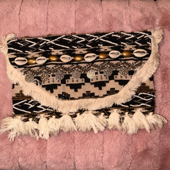Express Boho Beaded Envelope Clutch Crossbody Bag (NWOT) - Picture 1 of 10